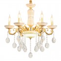 6 Light French Ceramics Gold Zinc Alloy Clear Chandelier