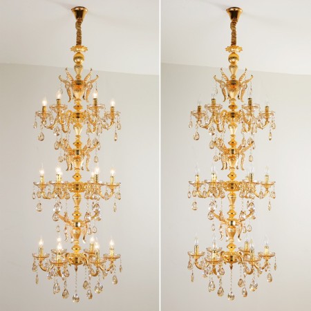 18 Light (6+6+6) 3 Tiers Gold Zinc Alloy Chandelier