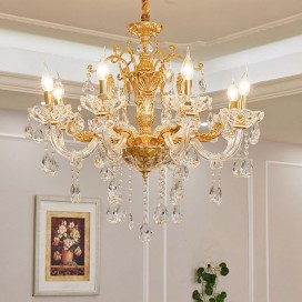 8 Light Zinc Alloy Gold Chandelier