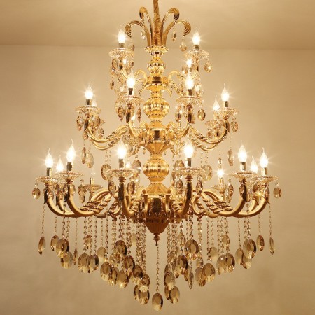 24 Light (12+8+4) 3 Tiers Zinc Alloy Gold Huge Chandelier