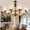 15 Light (10+5) 2 Tiers American Brass Retro Modern Chandelier