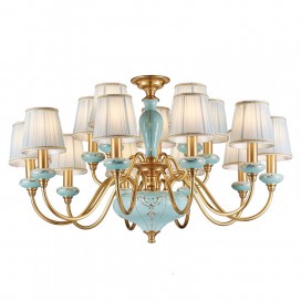 15 Light (10+5) 2 Tiers Luxurious Brass Chandelier