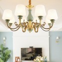 8 Light American Brass Marble Chandelier