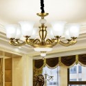 8 Light American Brass Chandelier