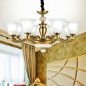 8 Light American Brass Chandelier