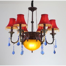 6 Light American Country Retro Rust Colour Chandelier