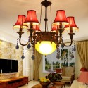 6 Light American Country Retro Rust Colour Chandelier