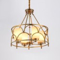 4 Light Retro Rustic Luxury Brass Chandelier with Glass Shade