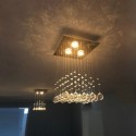 3 Light Square Modern K9 Crystal Sparkle Luxury Rain Drop Chandelier