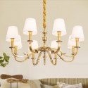 8 Light Retro Rustic Luxury Brass Chandelier with Fabric Shade