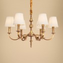 6 Light Retro Rustic Luxury Brass Chandelier with Fabric Shade