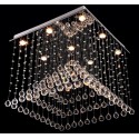 9 Light Square Modern K9 Crystal Sparkle Luxury Rain Drop Chandelier