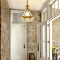 1 Light Retro Rustic Luxury Brass Chandelier with Glass Shade