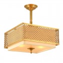 4 Light Retro Rustic Luxury Brass Chandelier with Fabric Shade