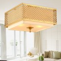 4 Light Retro Rustic Luxury Brass Chandelier with Fabric Shade