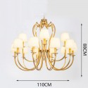 18 Light Retro Rustic Luxury Brass Chandelier with Fabric Shade