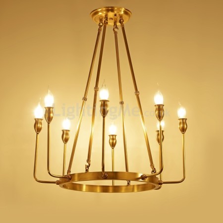 8 Light Retro Rustic Luxury Brass Chandelier