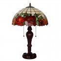 16 Inch Red Rose Stained Glass Table Lamp