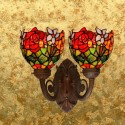 2 Light Retro Rose Stained Glass Wall light