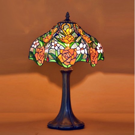 12 Inch Red Stained Glass Table Lamp