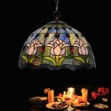 12 Inch Blue Tulip 1 Light Stained Glass Pendant Light