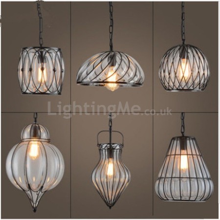 1 Light Vintage Glass Loft Pendant Light