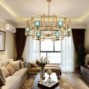 6 Light Retro Rustic Luxury Brass Chandelier with Glass Shade