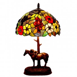 12 Inch Horse Rural Stained Glass Table Lamp