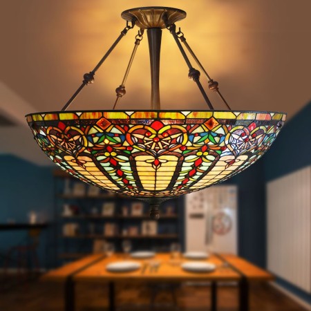 22 Inch Baroque Stained Glass Pendant Light