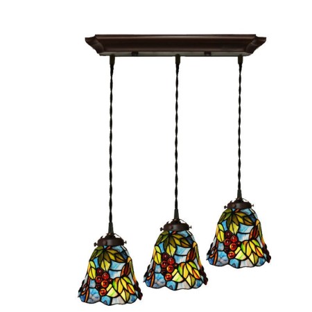 3 Light Stained Glass Pendant Light