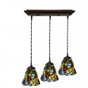 3 Light Stained Glass Pendant Light