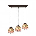 3 Light Baroque Stained Glass Pendant Light