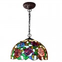 16 Inch Retro Rose Stained Glass Pendant Light