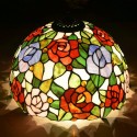 16 Inch Retro Rose Stained Glass Pendant Light