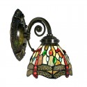 7 Inch Retro 1 Light Dragonfly Stained Glass Wall light