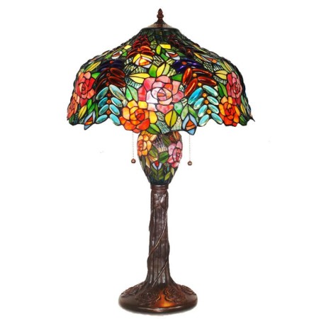 16 Inch Grape Rose Stained Glass Table Lamp