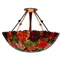 24 Inch Rose Stained Glass Pendant Light