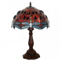 12 Inch Retro Red Dragonfly Stained Glass Table Lamp