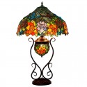 17 Inch Butterfly Rose Stained Glass Table Lamp