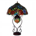 17 Inch Butterfly Rose Stained Glass Table Lamp