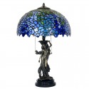 16 Inch Blue Wisteria Stained Glass Table Lamp