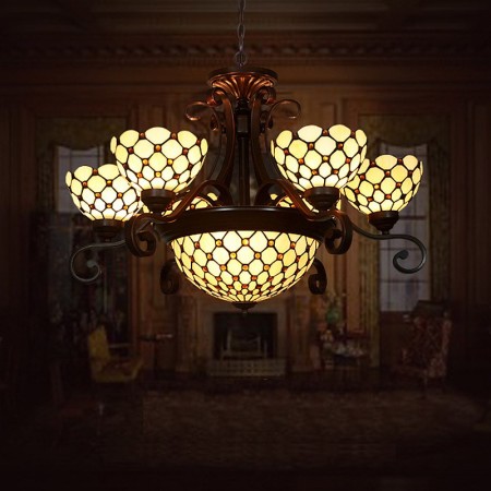 Palace 6+1 Light Chandelier Stained Glass Chandelier