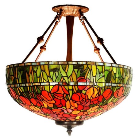 20 Inch Rural Rustic Stained Glass Pendant Light