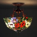 16 Inch Retro Stained Glass Pendant Light