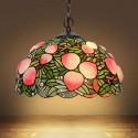 20 Inch Rustic Rural Peach Stained Glass Pendant Light