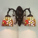 Rural Retro 2 Light Stained Glass Wall light