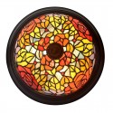 12 Inch Rose Stained Glass Flush Mount