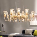 8 Light Retro Rustic Luxury Aluminum Alloy Chandelier with Glass Shade