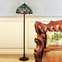 16 Inch Blue Tulip Stained Glass Floor Lamp