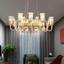 8 Light Retro Rustic Luxury Aluminum Alloy Chandelier with Glass Shade